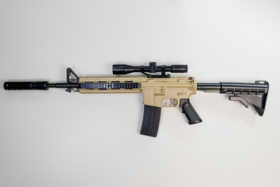 Дитячий іграшковий автомат на орбізах Орбіган M416 Чорно-пісочний гідрогелевими кулями Гель бластер акумуляторний + 500 орбізів