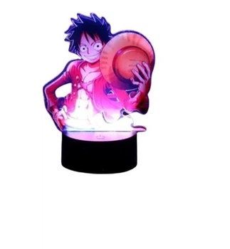 Акриловый 3D стветильник - ночник Аниме Д. Луффи Соломенная шляпа One Piece Большой куш 16 цветов + пульт ти 4
