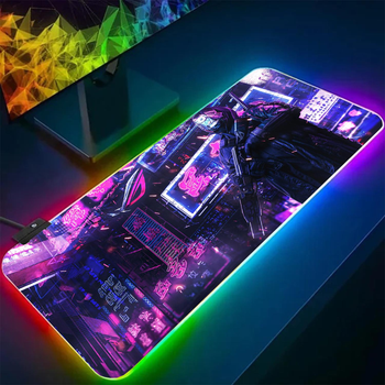 Коврик для мыши и клавиатуры с подсветкой RGB Cyberpunk 800х300 игровая поверхность speed