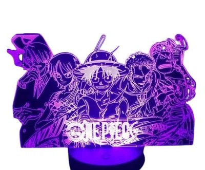 Акриловый 3D стветильник - ночник Аниме Д. Луффи Соломенная шляпа One Piece Большой куш 7 цветов