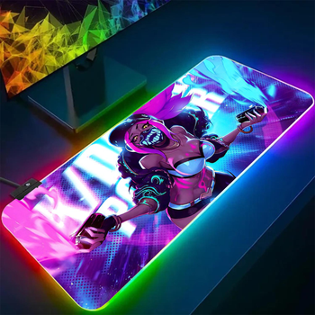 Коврик для мыши и клавиатуры с подсветкой RGB аниме LOL Akali 800х300 игровая поверхность speed