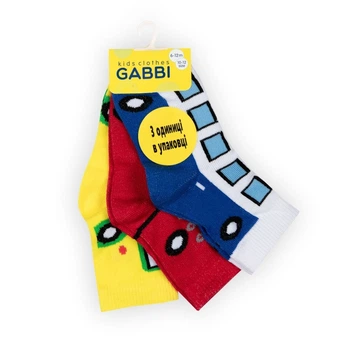 Шкарпетки дитячі бавовняні демісезонні для хлопчика GABBI NSM-675/3 3 пари розмір 12-14 (90676)