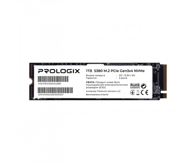Накопичувач SSD 1TB Prologix S380 M.2 2280 PCIe 3.0 x4 NVMe TLC (PRO1000GS380)