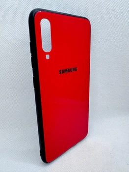 Чехол Fashion Case Glass Brand для Samsung Galaxy A70 Красный
