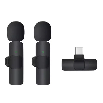 Профессиональный беспроводной микрофон петличка для Android c разъемом Type-C, 2 шт + ресивер, черный (87692194)