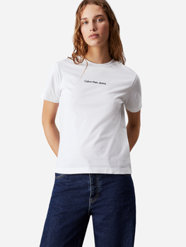 Футболка бавовняна жіноча Calvin Klein Jeans J20J221065-YAF L Біла (8720107635890)