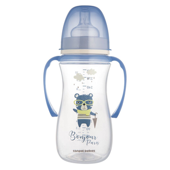 Cb Пляшка антиколікова з широким отвором та ручками 300мл PP Easystart Bonjour Paris синя 35/241_blu 5901691887930