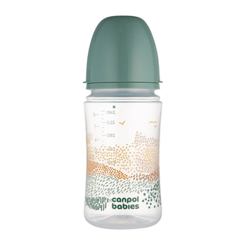 Canpol babies Пляшка антиколікова з широким отвором 240 мл Easystart MOUNTAINS - зелена 35/243_gre 5901691888029