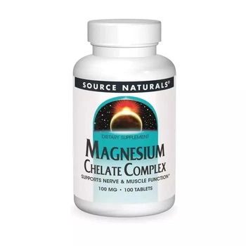 Магний хелат комплекс Source Naturals Magnesium Chelate Complex 100 мг для сердца и нервов 100 таблеток