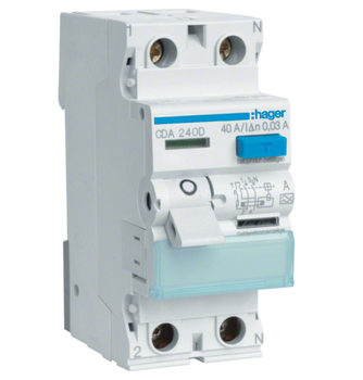 Дифференциальное реле 2-полюсное Hager CDA240D А-40/0,03А