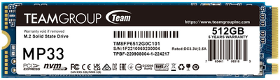 SSD диск Team Group MP33 512GB M.2 2280 PCIe 3.0 x4 3D NAND TLC (TM8FP6512G0C101)