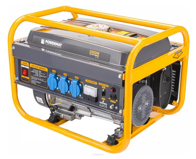 Генератор бензиновий Powermat PM-AGR-3000M2S 2.8/3 кВт 12/230 В 15 л однофазний 4-х тактний з ручним запуском мідна обмотка