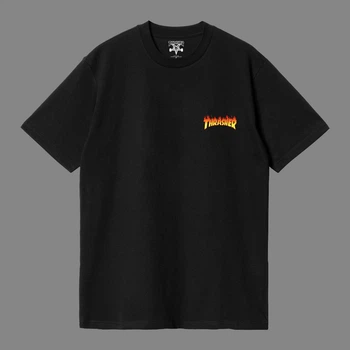 Футболка унисекс Thrasher с пламенной надписью и смертью размер L черного цвета