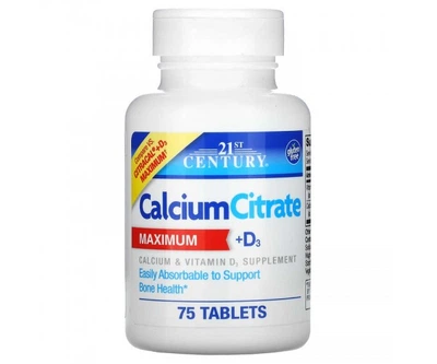 Вітаміни Кальцій цитрат із вітаміном Д3 21st Century Calcium Citrate Maximum + D3 75 таблеток(55880331)