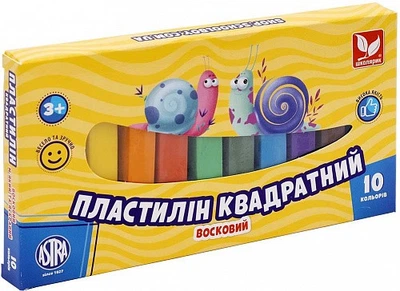 Пластилін квадратний восковий Школярик 10 кольорів, 195 г 4823088231007 303115006-UA