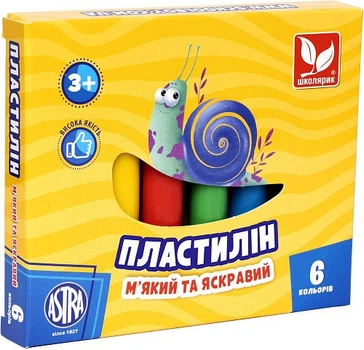 Пластилін круглий восковий Школярик 6 кольорів, 78 г 4823088216073 83811905-UA
