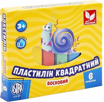 Пластилін квадратний восковий Школярик 6 кольорів, 120 г 4823088230987 83811908-UA