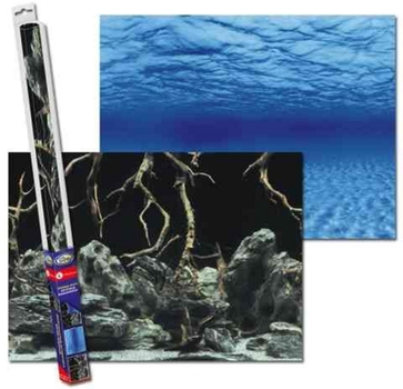 Аквариумный задний фон Aqua Nova Синее море/Камни с корягами 100x50 см (TREE ROOTS/WATER L) (5904378739522)