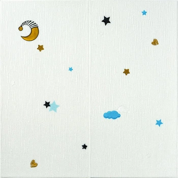 3D панель стінова самоклеюча Sticker Wall 700*700*4mm зірки та місяць на білому фоні D (3DPanda-1970)