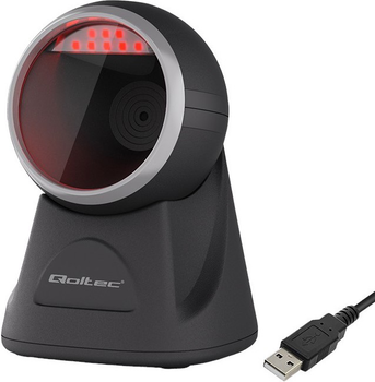 Стаціонарний прецизійний сканер штрих-кодів Qoltec 1D, 2D, USB Black (5901878508795)