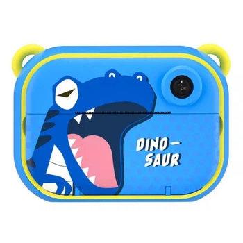 Дитячий цифровий фотоапарат миттєвого друку на дві камери YT-008 Dinosaur у вигляді динозавра 12 Мп 32 Гб Blue