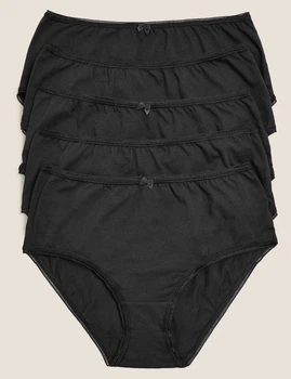 Набор хлопковых трусиков Marks&Spencer миди High rise shorts 14(42) 5 шт черный 0015