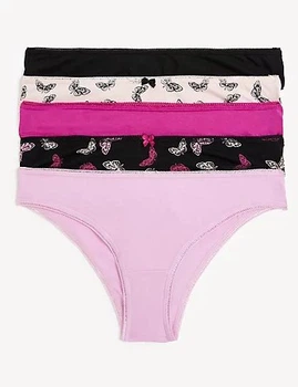 Набор хлопковых трусиков Marks&Spencer бразилиана 8(36) 5 шт black mix разноцветный 0024