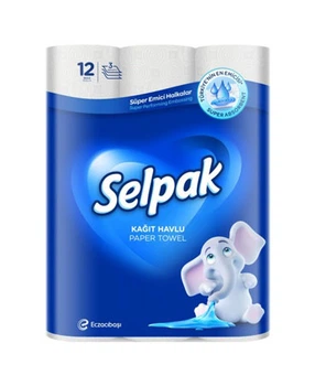 Полотенца бумажные Selpak Super Emici трехслойные 12 рулонов Белые 32761710
