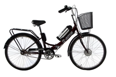 Электровелосипед складной E-motion с низкой рамой 36V 10Ah 350W темно-красный