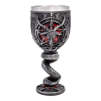 Кубок бокал череп Baphomet с рогами пентаграмма 180 мл