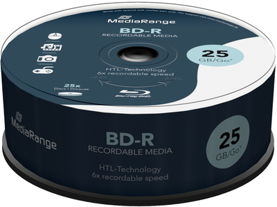 Dyski MediaRange BD-R 25 GB 6x 25 szt Cake (4260283119455)