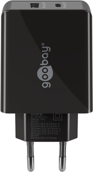 Ładowarka sieciowa Goobay USB-C PD Dual Fast Charger 30W Black (4040849616730)