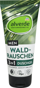 Чоловічий гель для душу 3 в 1 на натуральній основі Alverde Men Wald Rauschen з органічним гідрозолем берези та сосни 200 мл