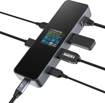 Док-станция DOCKCASE Smart USB C Hub 6-in-1 Pro, Gigabit Ethernet, HDMI 4k@60hz, PD 3.0 100w, USB-C и 2 USB-A 5 Гбит/с, многопортовый адаптер USB C для MacBook Pro/Air, Dell XPS. Цвет: Серый