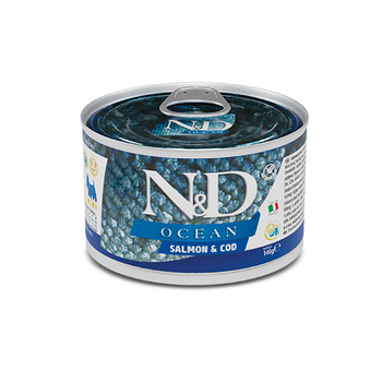 Влажный корм Farmina N&D Grain Free OCEAN SALMON & COD ADULT MINI для мелких собак с лососем и треской,140г(*)