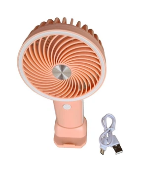 Вентилятор ручной Mini Fan HX09-1 аккумуляторный с подставкой для телефона Персиковый с белым