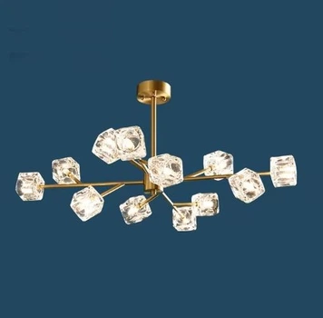 LED люстра Кубик 8614 (Золотая) на 12 плафонов