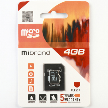 Карта памяти Mibrand 4Gb class 6 (adapter SD)