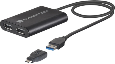 Adapter-przejściówka Sonnet Dual DisplayPort 1.2 4K to USB Type-C/Type-A/Thunderbolt Black (0732311013225)