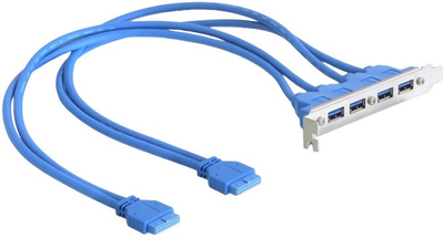 Adapter Delock 2 x USB 3.0 19 pin - 4 x USB-A 3.0 Blue (82974)