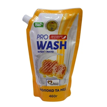 Рідке крем-мило Pro Wash 460мл Молоко та мед дойпак