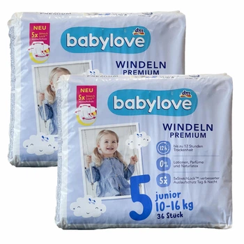 Подгузники Babylove Premium 5 Junior (10-16 кг) 72 шт
