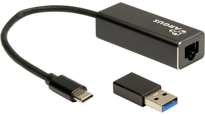 Адаптер Inter-Tech USB Type-A / USB Type-С - RJ-45 Black (4260455647885)