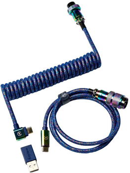 Кабель Keychron Premium Coiled Aviator USB Type-C - USB Type-C Rainbow Plated Blue (4895248825579)