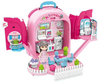 Переносна кухня Woopie 3 in 1 Dollhouse в рюкзаку Рожева (5906280650087)