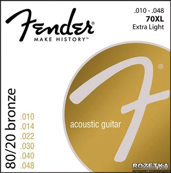 Струны для акустических гитар Fender 70XL 80/20 Bronze Wound (10-48) (073-0070-402)