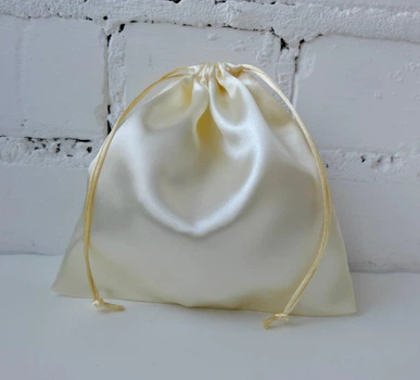 Еко мішечок атласний мішок для зберігання пакування товарів подарунків молочний 20х20 см