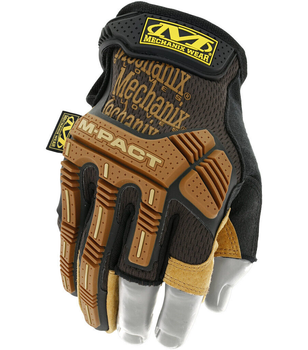 Тактические перчатки Mechanix Wear M-Pact Leather Fingerless Framer без трёх пальцев М