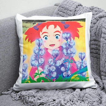 Плюшевая подушка аниме Мэри и ведьмин цветок Mary and the Witch's Flower квадрат 35х35 см белая принт №2