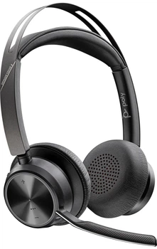 Гарнітура комп'ютерна стерео On-ear Poly Voyager Focus 2, USB-A, Bluetooth, всеспрямований, ANC, Acoustic fence, чорний